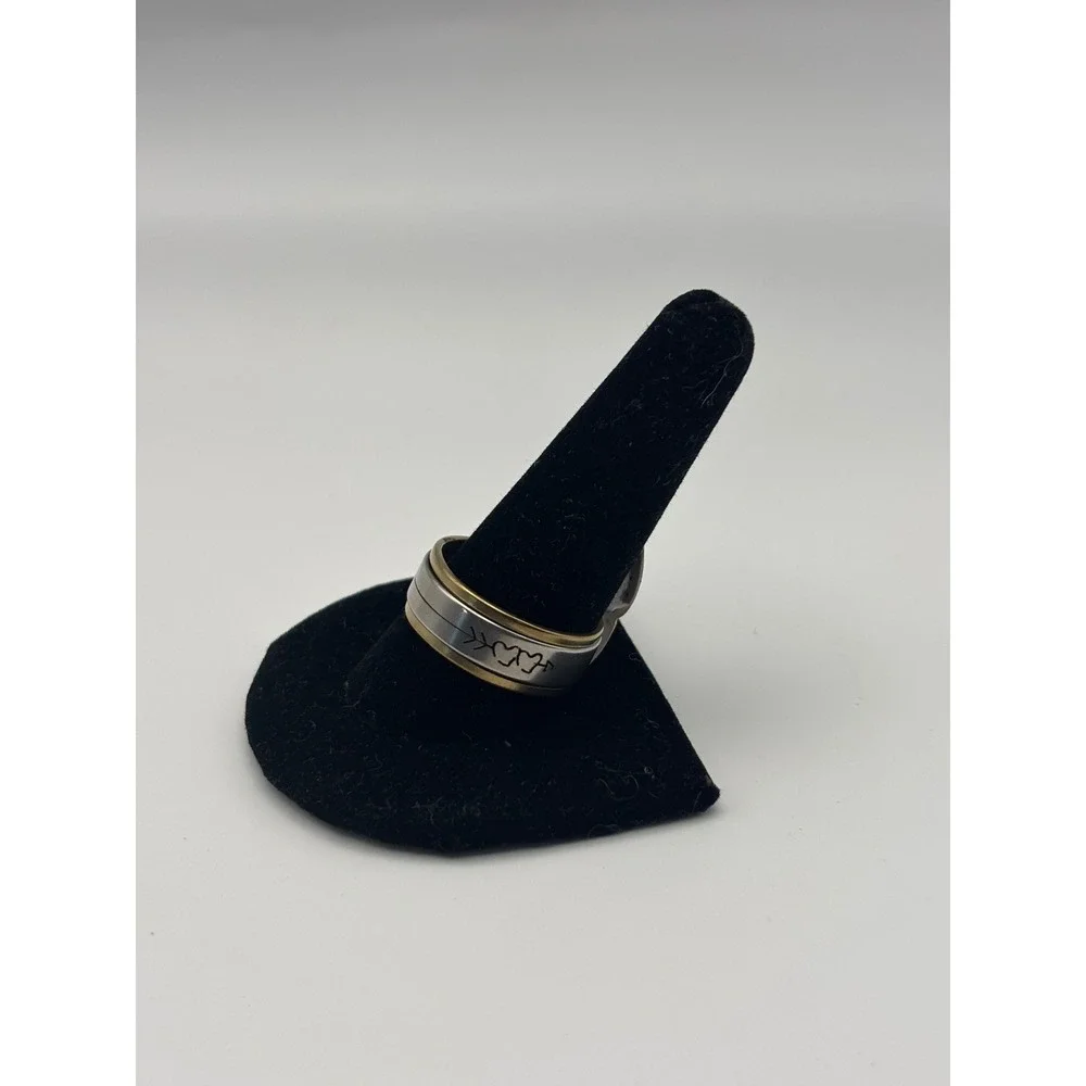 Arrow Heart Spinner Band Ring Unisex Size 11‎ Silver Gold Two Tone